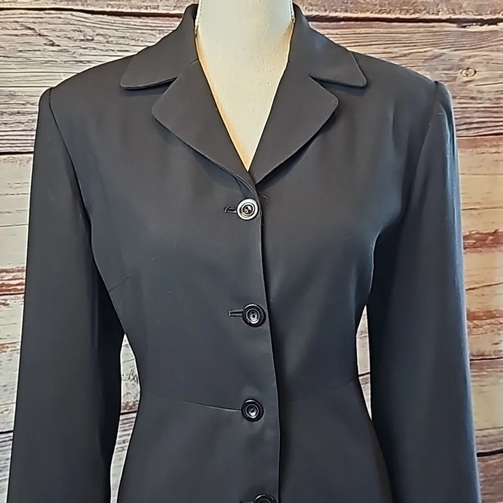 HILLARD & HANSON BLACK LINED PADDED LONG SLEEVE DRESS JACKET - Picture 2 of 10